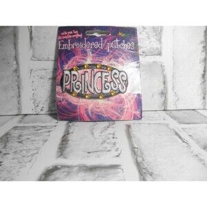 NEW by KALAN, PRINCESS EMBROIDERED IRON ON PATCH  (3.0" WIDE X 1.25" TALL)